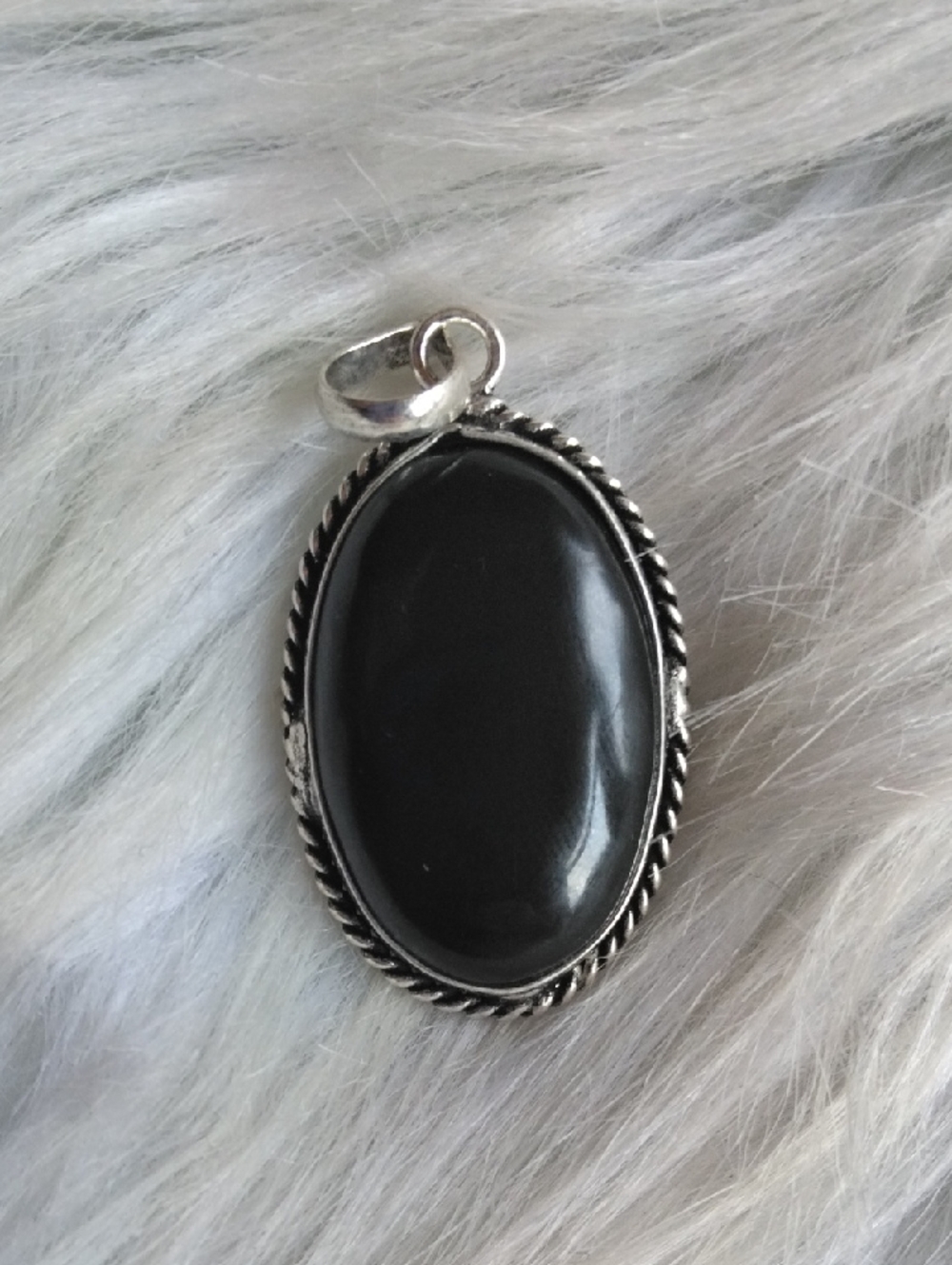 Black Onyx Silver Plated Gemstone Necklace Pendant